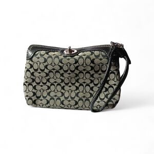 Coach Black and Cream C-Turn Kiss Lock Mini Y2K Clutch / Wristlet